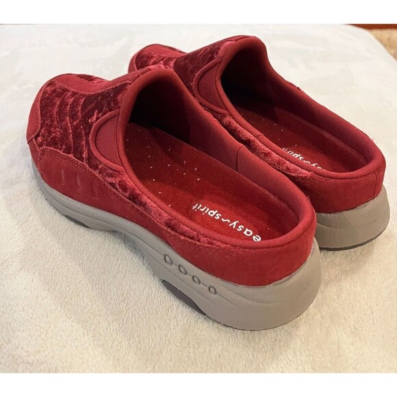 Easy Spirit size 7.5 Traveltime 567 Womens Burgundy Red Velvet Slip on Mule NEW - Picture 7 of 11